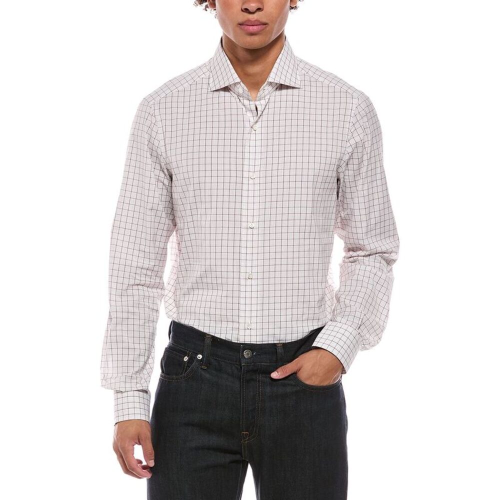 Isaia Mens  Mix Dress Shirt, White